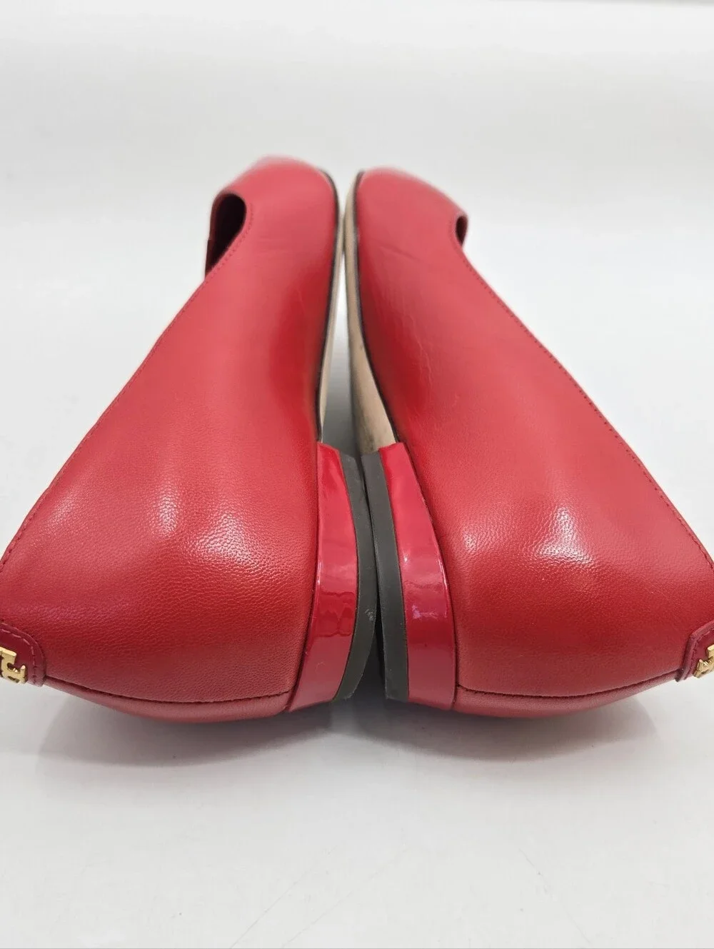Tory Burch Bright Red Pointed Leather Flats